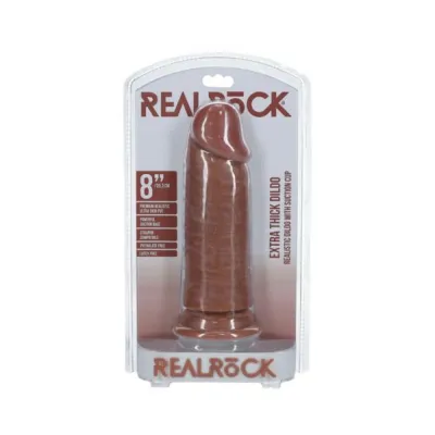 Realistic Dildos Realrock Extra Thick 8 In Dildo Tan