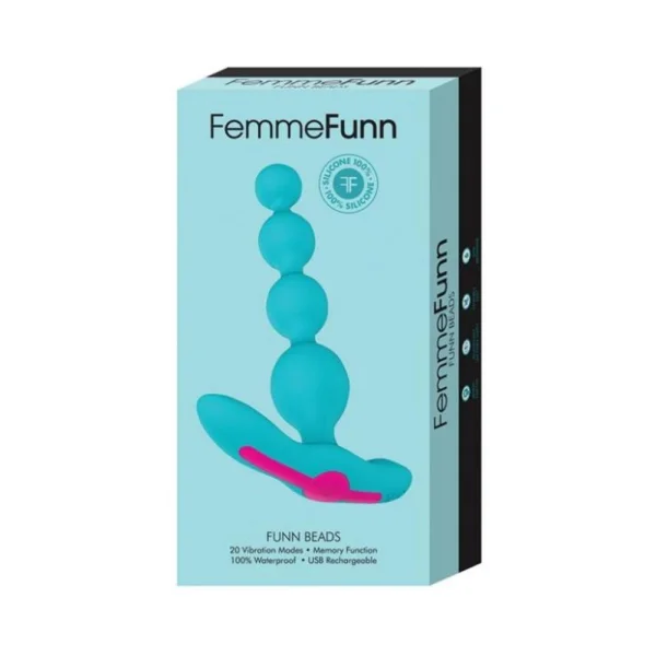 Femmefunn Funn Beads Vibrating Anal Beads Turquoise Blue