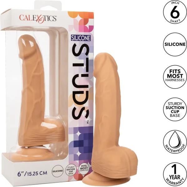 Silicone Studs Realistic 6" Suction Cup Dildo - Vanilla