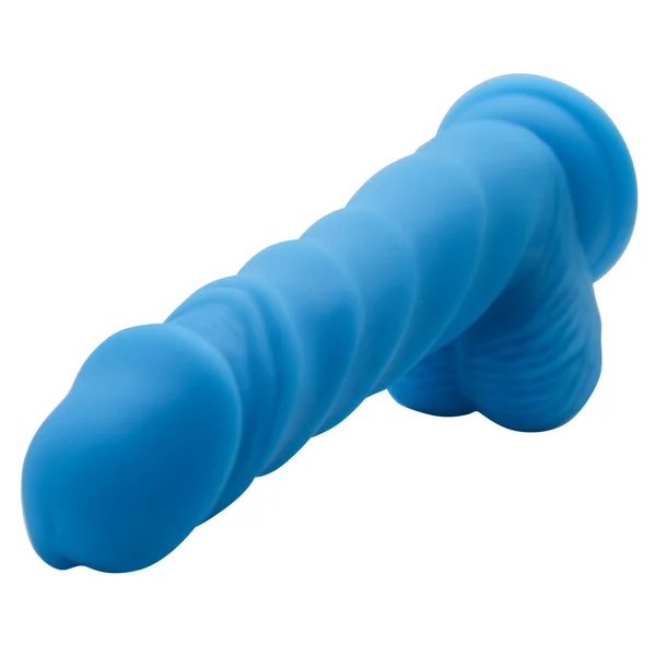 Blue Rippled Silicone G-Spot Dildo With Balls — image 16 of 20