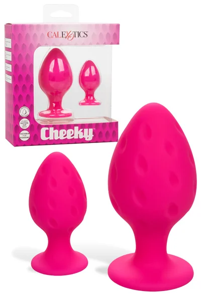 California Exotic Cheeky Pink Silicone Butt Plug Set (2 Pce) — image 11 of 17