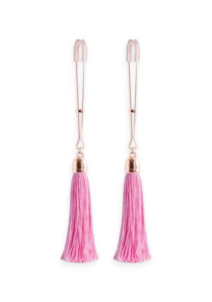 Bound Adjustable T1 Tassel Nipple Clamps by NS Novelties - Rose Gold & Red