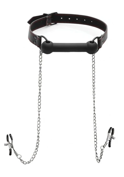 Strict Silicone Bit Gag and Nipple Clamps