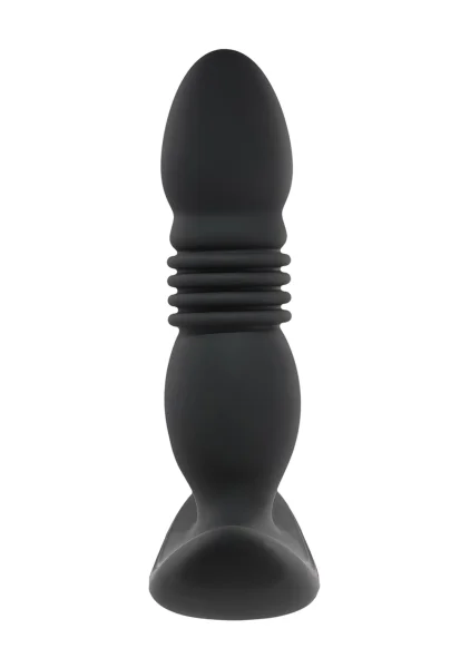 Playboy Pleasure Trust The Thrust Rechargeable Silicone Thrusting Anal Plug With Remote - Black