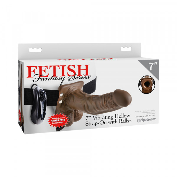 Fetish Fantasy Series 7in Vibrating Hollow Strap-on With Balls Brown