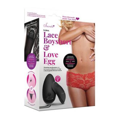 Vibrating Floral Rechargable Panties Red One Size