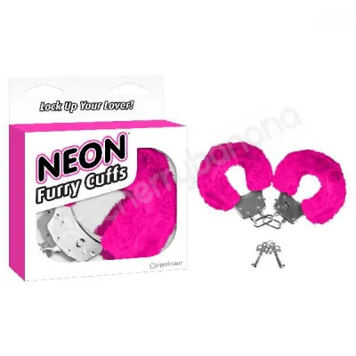 Neon Pink Furry Cuffs