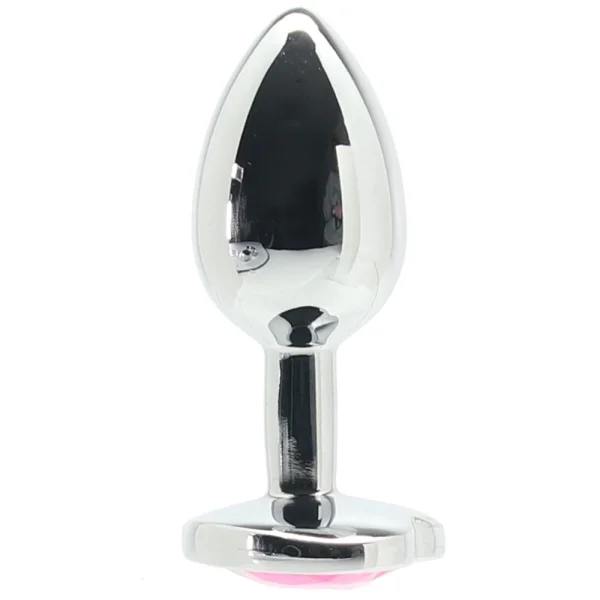 Shots Ouch! Heart Gem Butt Plug Small - Silver/Rubellite Pink