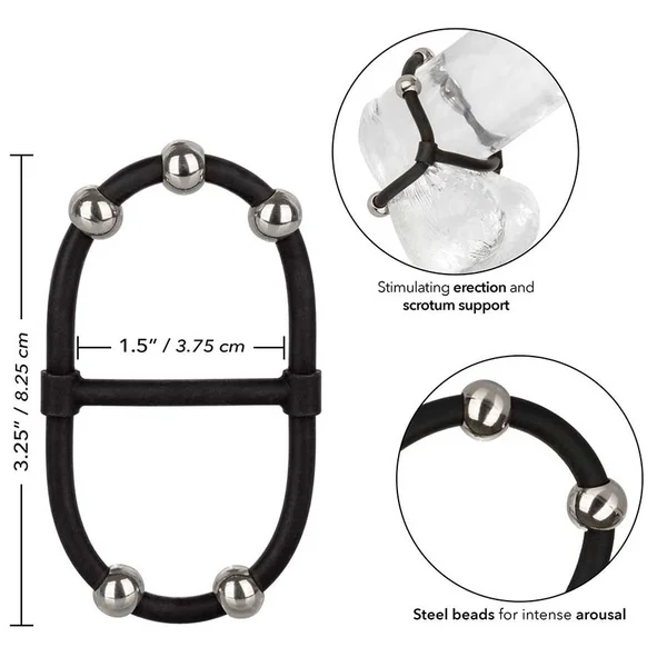 Steel Beaded Dual Black Silicone Maximizer Cock Ring by Cal Exotics — image 6 of 8