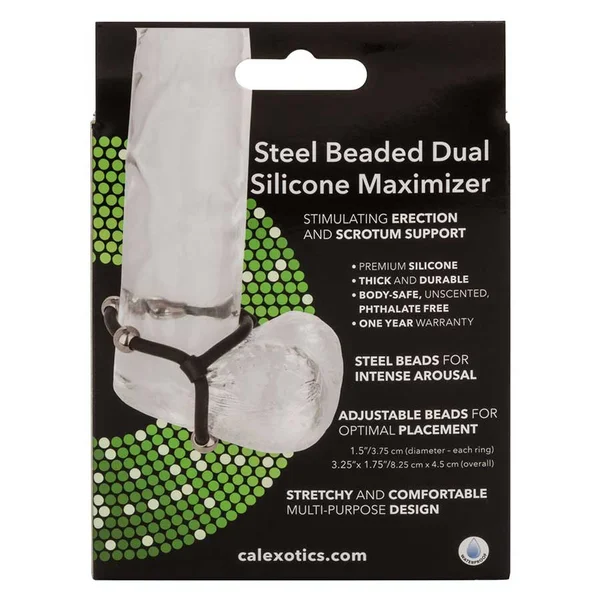 Steel Beaded Dual Black Silicone Maximizer Cock Ring by Cal Exotics — image 4 of 8