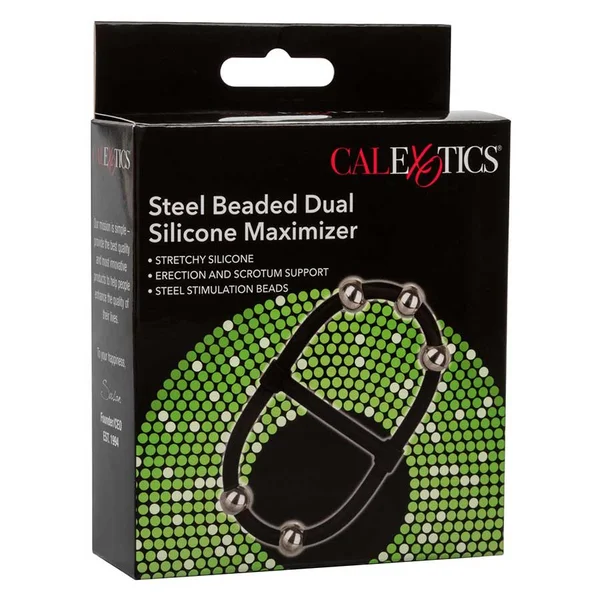 Steel Beaded Dual Black Silicone Maximizer Cock Ring by Cal Exotics — image 8 of 8