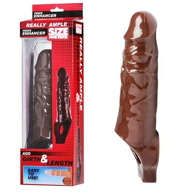 Really Ample 8 5 Inch Brown Penis Enhancer Sheath by Size Matters