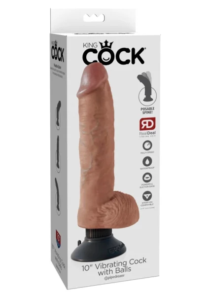 King Cock 10'' Vibrating Cock with Balls