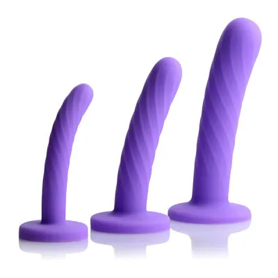 Strap U Tri Play 3 Piece Silicone Dildo Set in Purple