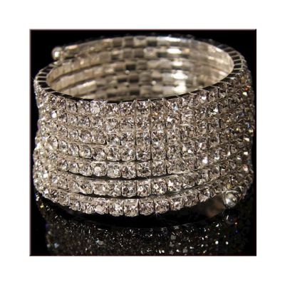 Precious Rhinestone Stretchy Armlet Bracelet Silver One Size