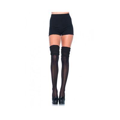 Acrylic Pointelle Over The Knee Scrunch Socks O S Black