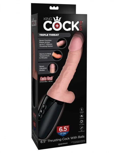 King Cock Plus 6.5" Thrusting Cock with Balls - Flesh — image 8 of 8