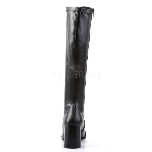 GOGO-300 - 3" Block Heel ST Gogo Boots, Black PU, w/ Side Zip — image 4 of 4