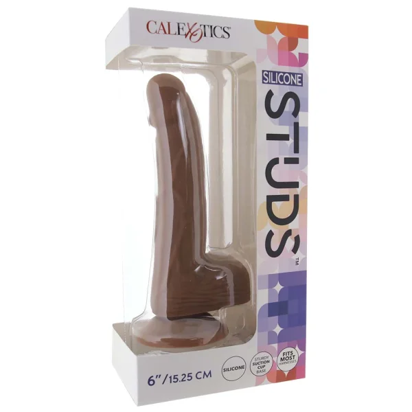 Silicone Studs Realistic 6" Suction Cup Dildo - Caramel
