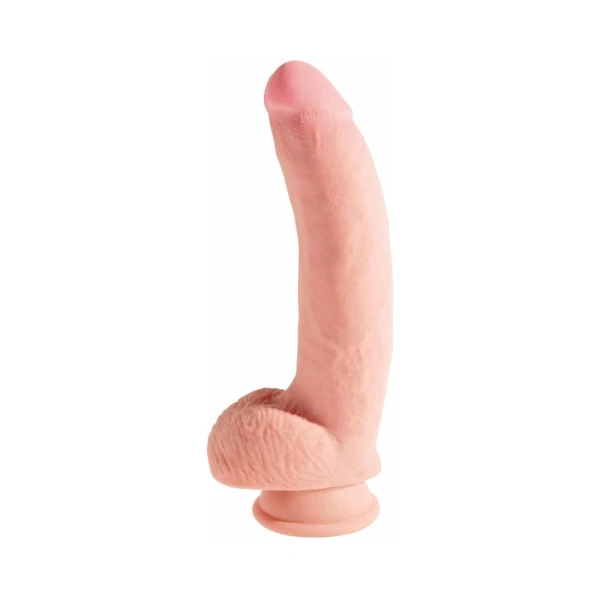 King Cock Triple Density 10 inches Fat Dildo with Balls Beige