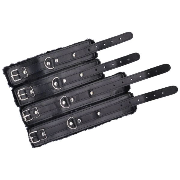 Hog Tie Restraint With Faux Fur Cuffs