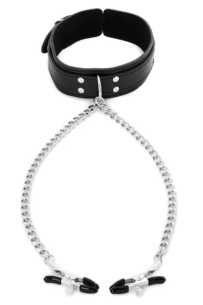 Sportsheets International Vegan Leather Collar with Chained Nipple Clamps — image 7 of 12
