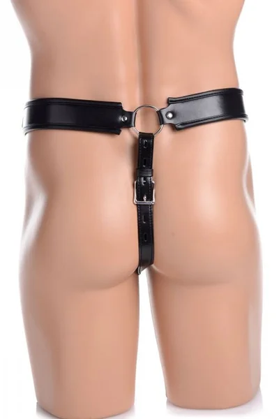 Strict Faux Leather & Metal Netted Male Chastity Jock — image 8 of 8
