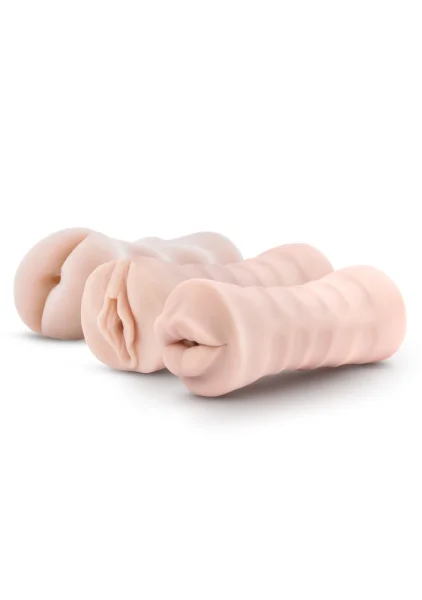 M for Men 3-Pack Self-Lubricating Vibrating Stroker Sleeve Kit