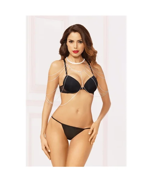 Rhinestone and Silver Draped Body Chain - One Size