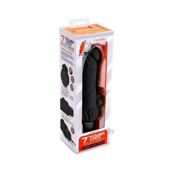 Pc Realistic Vibe W/clit Stim 7 Black