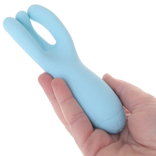 Satisfyer Threesome 4 Rechargeable Waterproof 12-Function App Enabled Dual Stimulation Vibrator - Blue