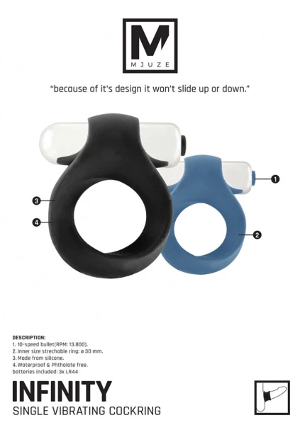 Infinity - Single Vibrating Cockring - Blue