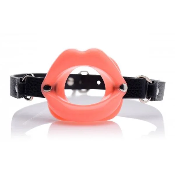 Sissy Mouth Gag Pink Silicone Lips Black Strap — image 7 of 8