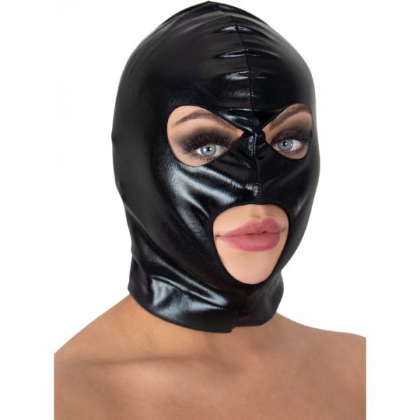 Bondara Wet Look Open Mouth and Eyes Bondage Hood