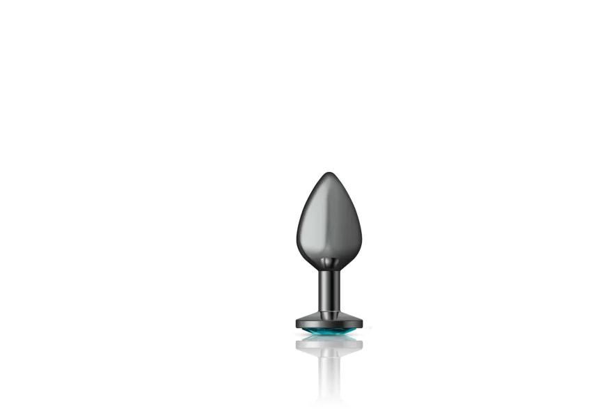 Cheeky Charms - Gunmetal Metal Butt Plug - Round - Teal - Medium