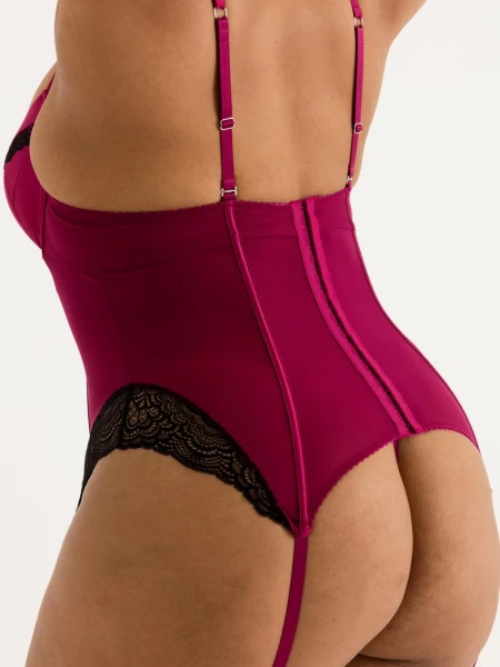 Lovehoney Plus Size Satin Romance Purple Basque Set