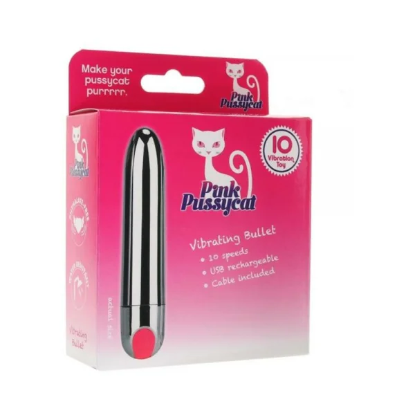 Pink Pussycat Vibrating Bullet Silver