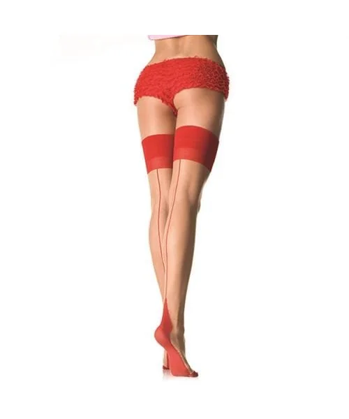 Sheer 2 Tone Stockings - One Size - Nude- Red