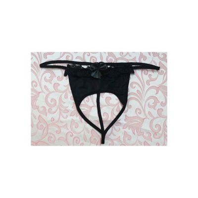 Black Sexy Crotchless French Maid G string Black One Size