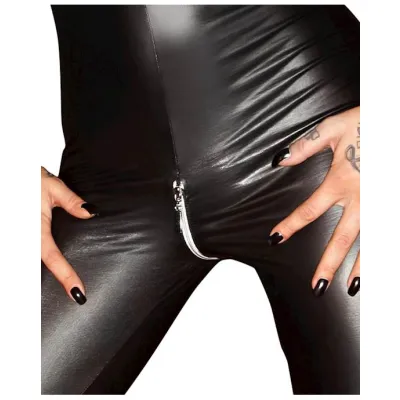 Wetlook Jumpsuit With Crotch Zip