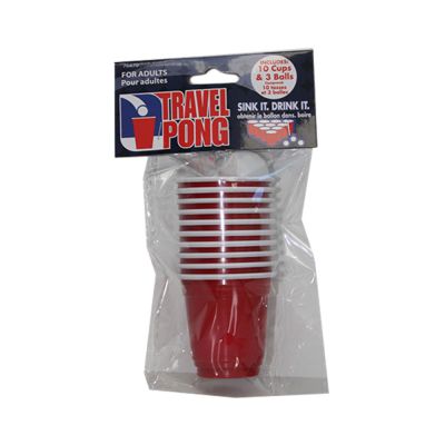 Travel Beer Pong Set 10 Cups 3 Balls