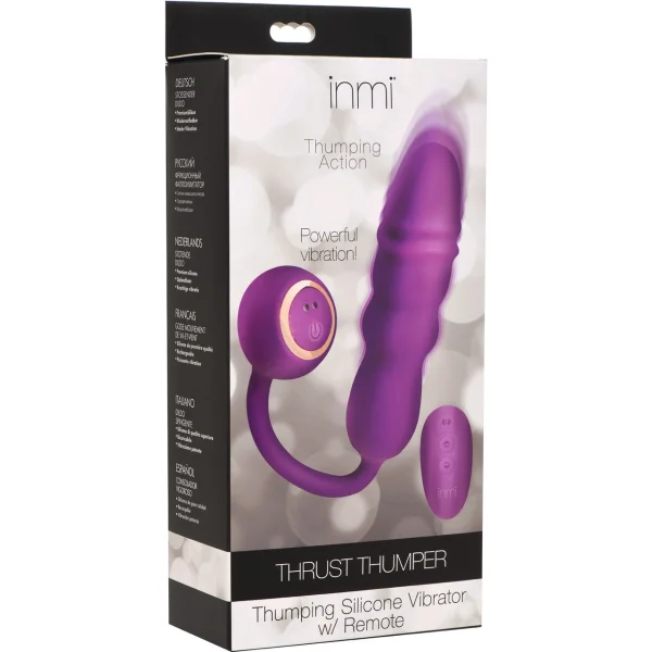 INMI Thrust Thumper Rechargeable Silicone Thrusting Vibrator With Remote - Purple