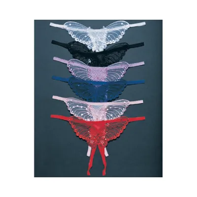 Butterfly Crotchless Panty W pearl Sequin Detail O s Assorted 12pk