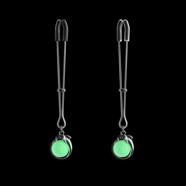 Bound Adjustable G1 Glow In The Dark Nipple Clamps by NS Novelties - Gunmetal