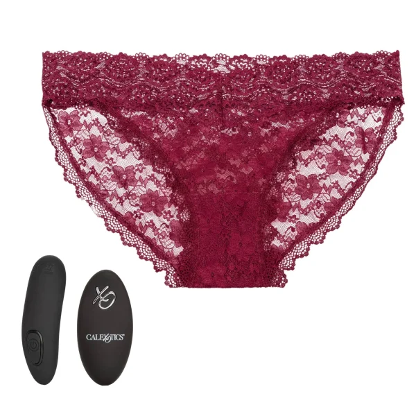 Remote Control Lace Panty Set - S- M - Burgundy