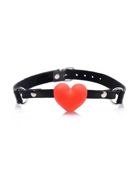 Heart Beat Silicone Heart Shaped Mouth Gag Red