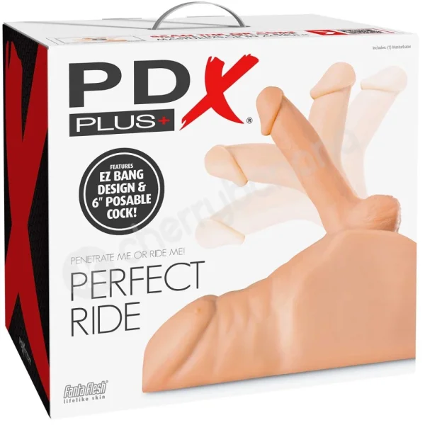 PDX Plus Perfect Ride Light Flesh Mega Masturbator With Anal Entry & Posable 6" Cock