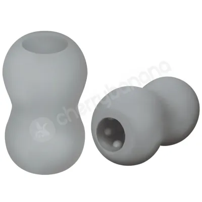 Zolo Mini Double Bubble Squeezable Textured Grey Penis Stroker