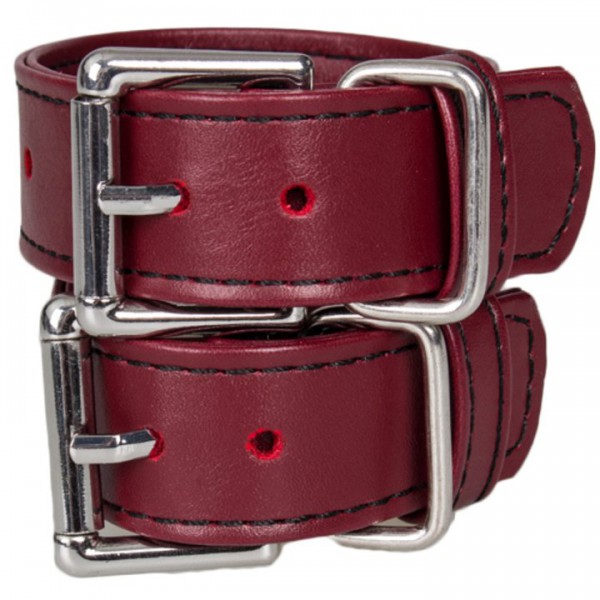 Bondara Red Faux Leather Slim Wrist Cuffs — image 5 of 5