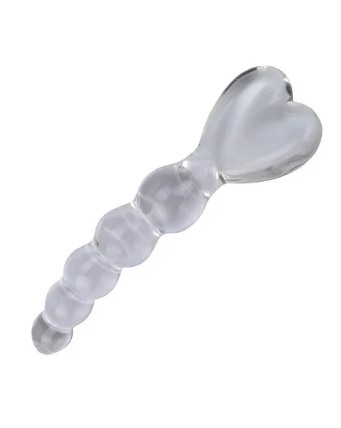 Love Heart Glass Plug - Clear - 7.4 Inch